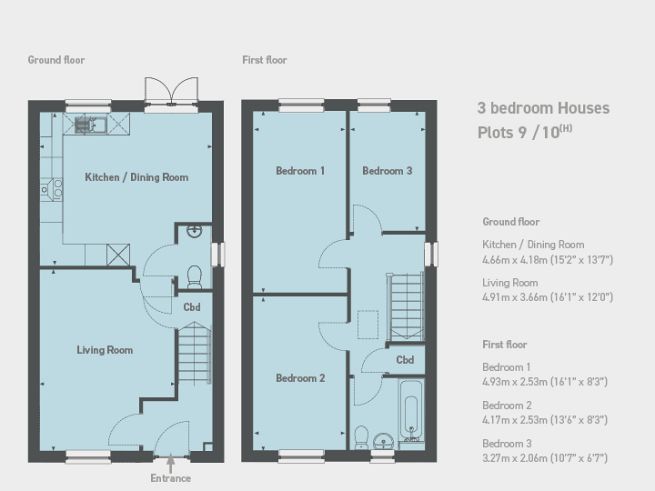 Floor plan 3 bedroom house - artist's impression subject to change